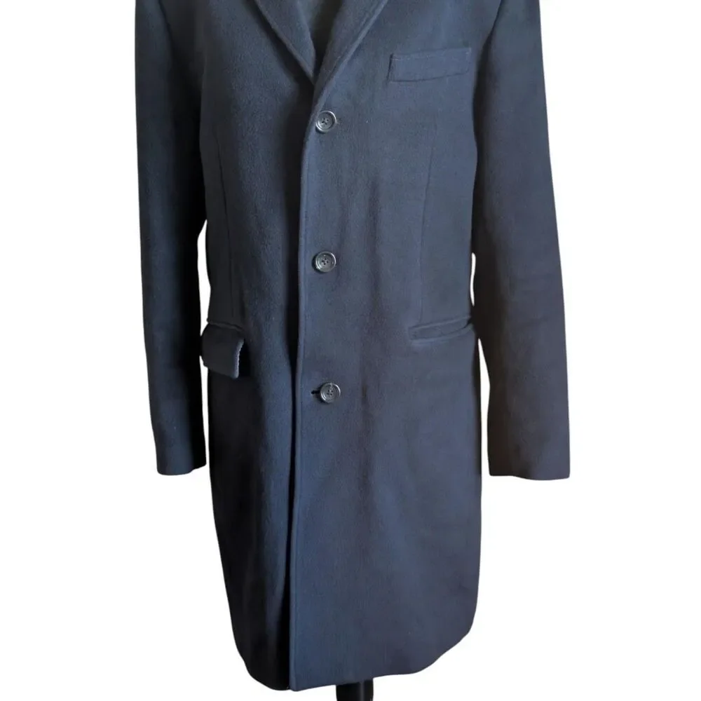 J.Crew Ludlow Mens 38S Black Wool Cashmere Overcoat Single Breasted Topcoat